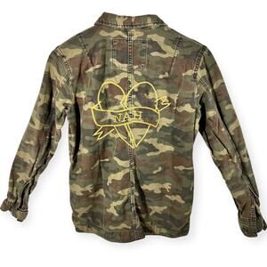 American Eagle Outfitters Camo Camp Shirt Heavyweight Cotton Shacket XS NAH